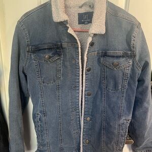 George Light Blue Denim Jacket with Sherpa Collar